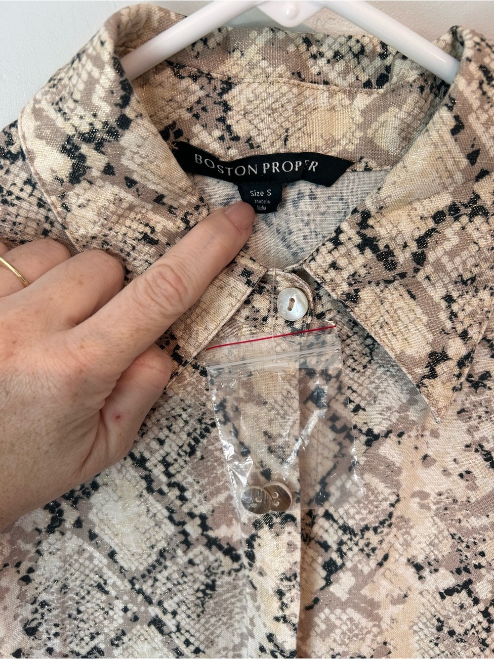 Boston Proper Beige and Black Snakeskin Shirt Maxi Dress - Picture 5 of 9